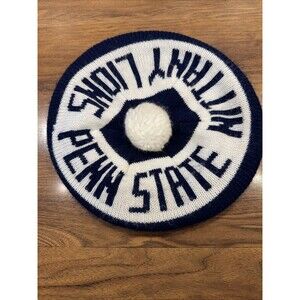 Vintage 70s Penn State Nittany Lions Knit Hat Short Billed With Pom Adult OSFM